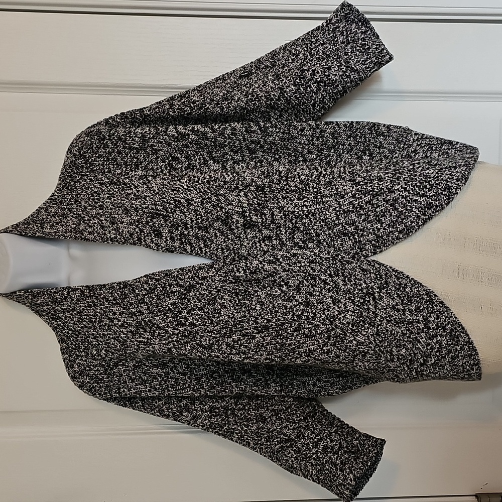 Chicos Cardigan Sweater, Black and White, SZ 0, Cotton
